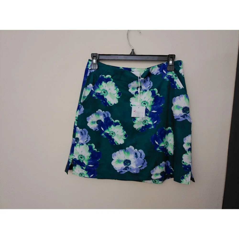 Lady Hagen Golf Skort Women Size 4 Green Blue Floral A-Line Pockets Athletic